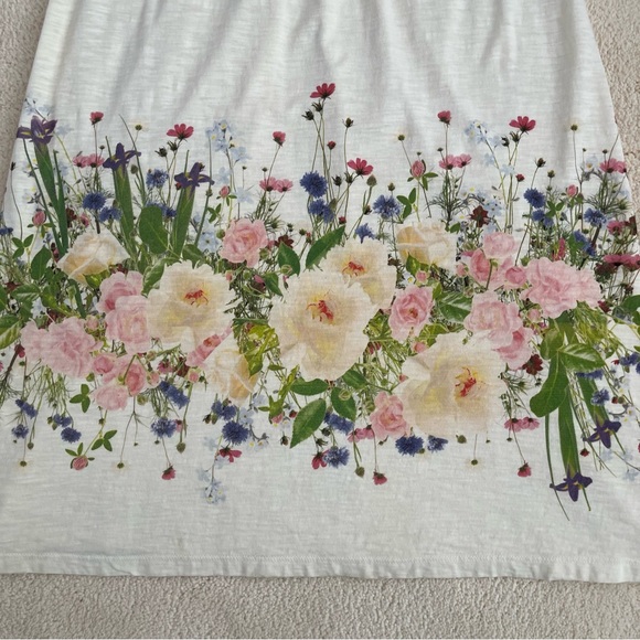 Sleeveless Flower Dress V Neck Ivory/Cream 100% Cotton Made in USA Size Small - Picture 2 of 9